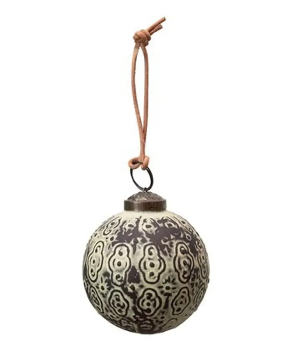 Black and Green Ball Ornament With Antiqued Finish NWOT